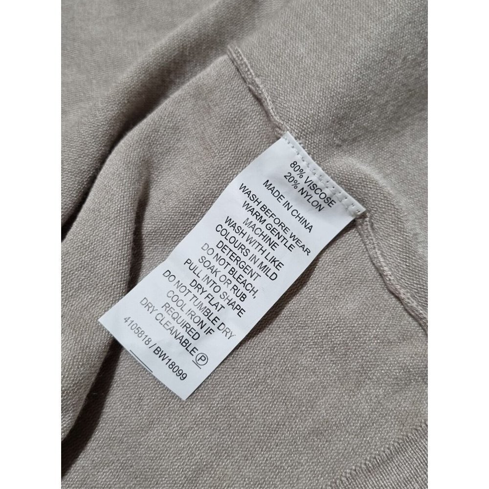 Basque Womens Stone / Oatmeal Knitted Open Long Wrap Cardigan - Size 12 - Picture 5 of 6